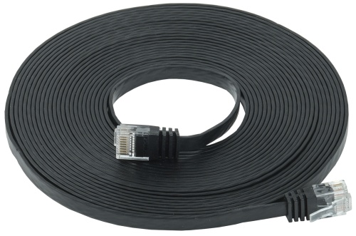 ITK Коммутационный шнур плоский (патч-корд) кат.6 UTP 10м чёрный | код PC09-C06U-10M-FL | IEK